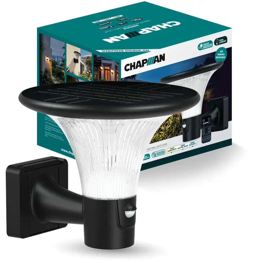 Birkdale 10W PIR Solar Wall Light | IP65 | 3CCT Crystal Diffuser | Black | Remote Control