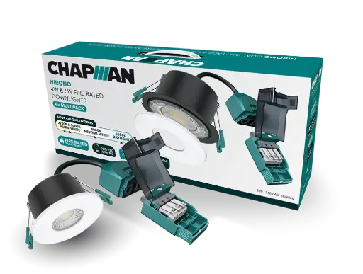 [CH1136-WH-MP] Hirono Pro 4W & 6W Fire Rated Downlight 4CCT (2700K, 3000K, 4000K, 6000K) IP65 White 8 Pack